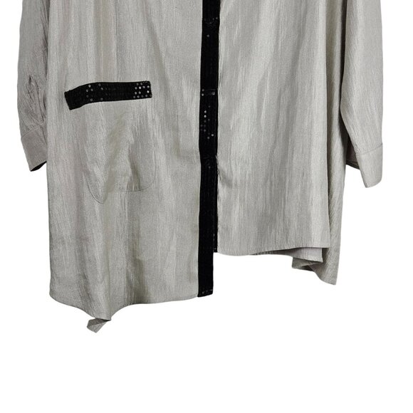 IC by Connie K Asymmetrical Shimmer Top Blouse Size XL Sequin Velvet 80s Style - Picture 6 of 10